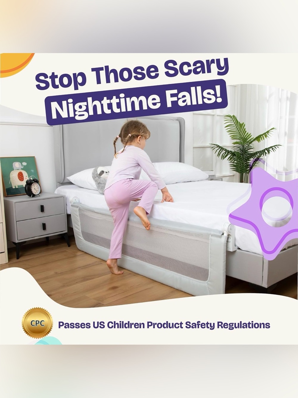 ComfyBumpy Extra Long Bed Rail Guard 55.5” White NIB
